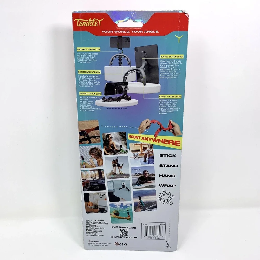 Tenikle Pro Flexible Tripod Bendable Suction Cup Camera & Phone Mount Teal